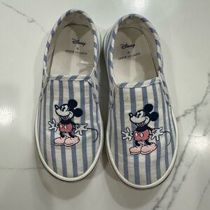 Disney X Janie and Jack Blue Striped Mickey Mouse Pull-on sneaker seersucker